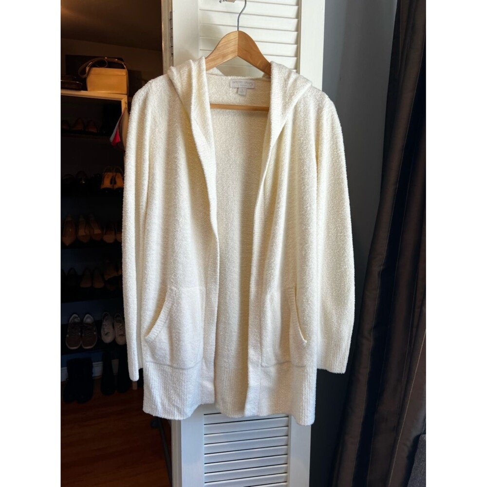 Barefoot Dreams Ivory Hooded Open-Front Cardigan